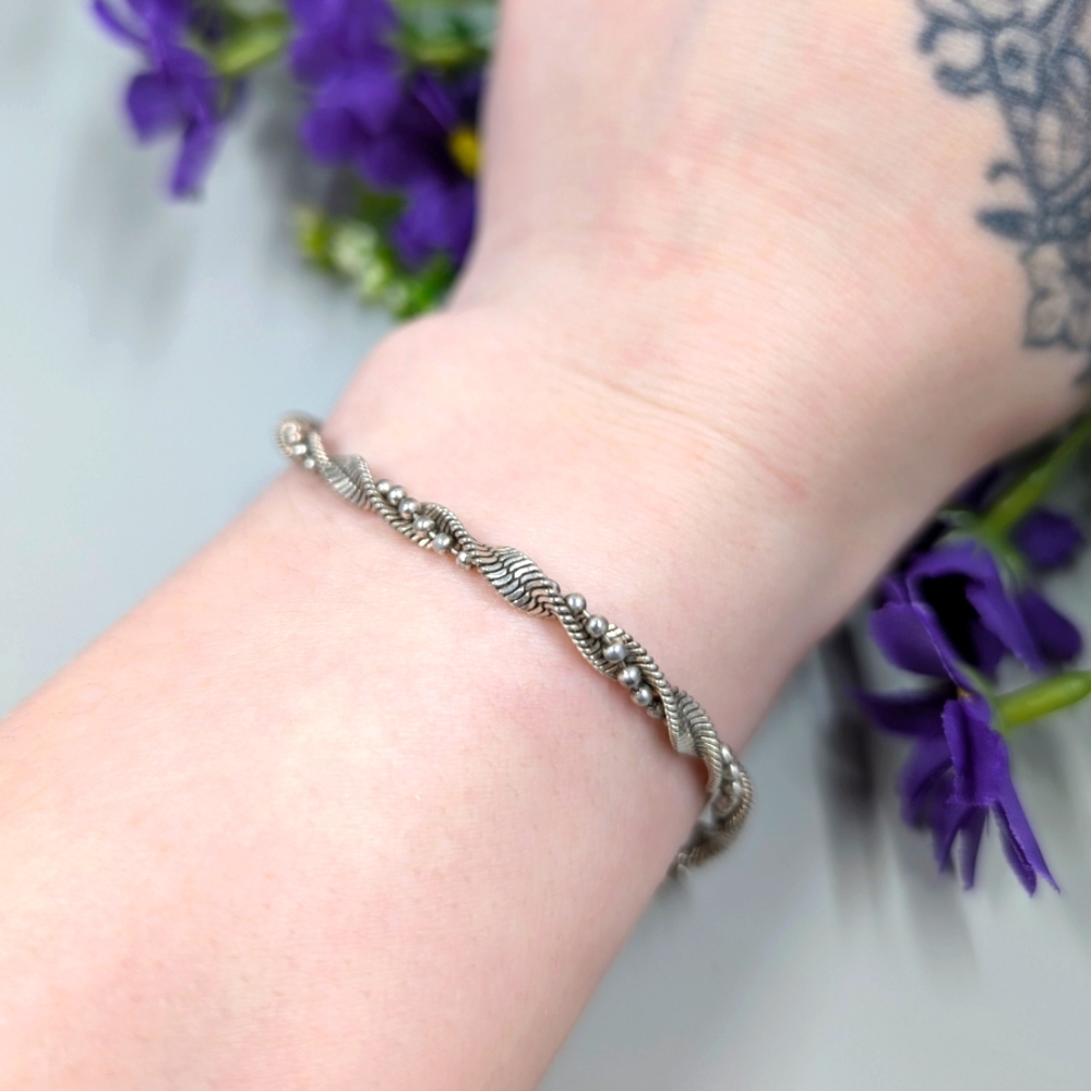 925 Sterling Silver Twisted Construction Vintage Bracelet
